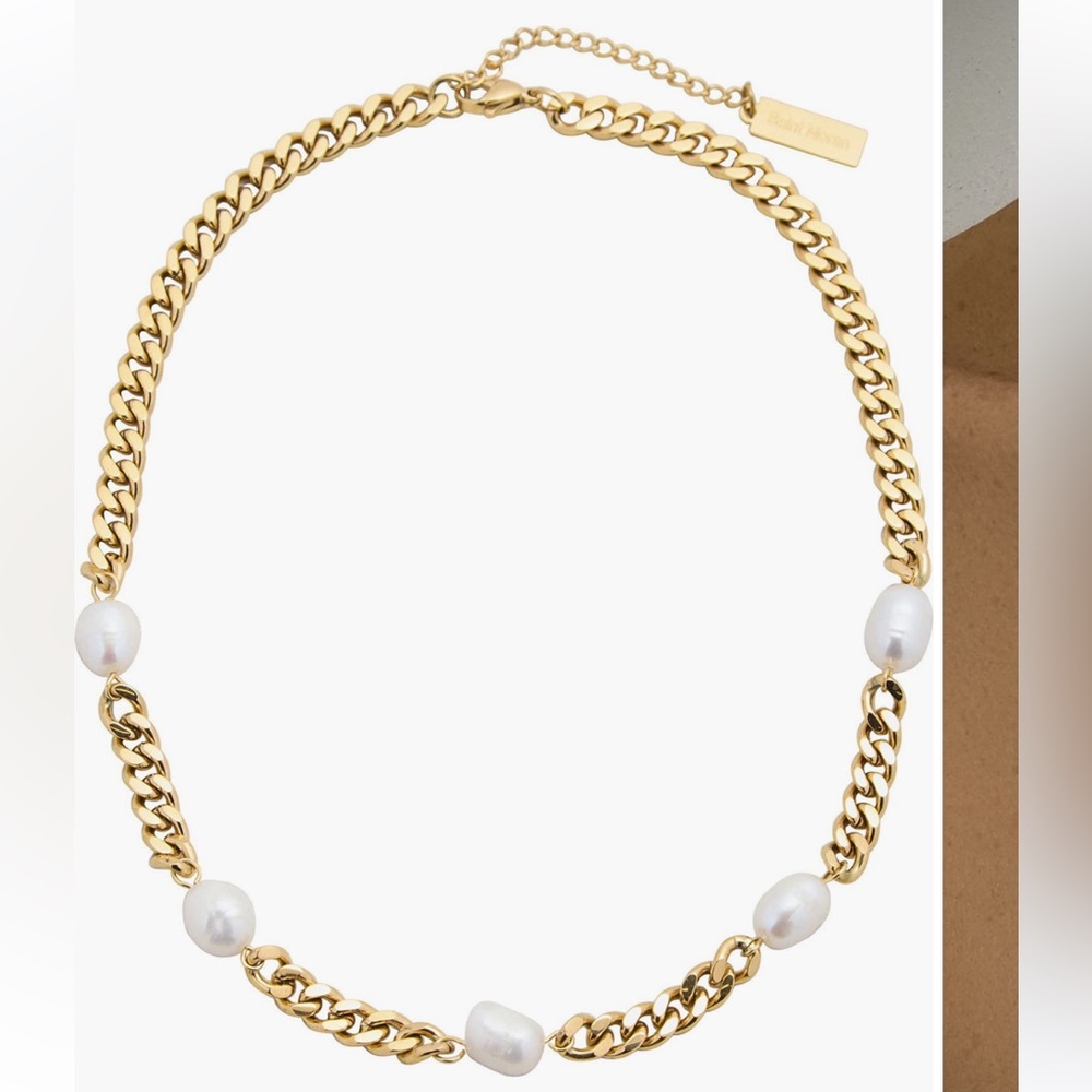 Freshwater Pearl Station Gold Necklace